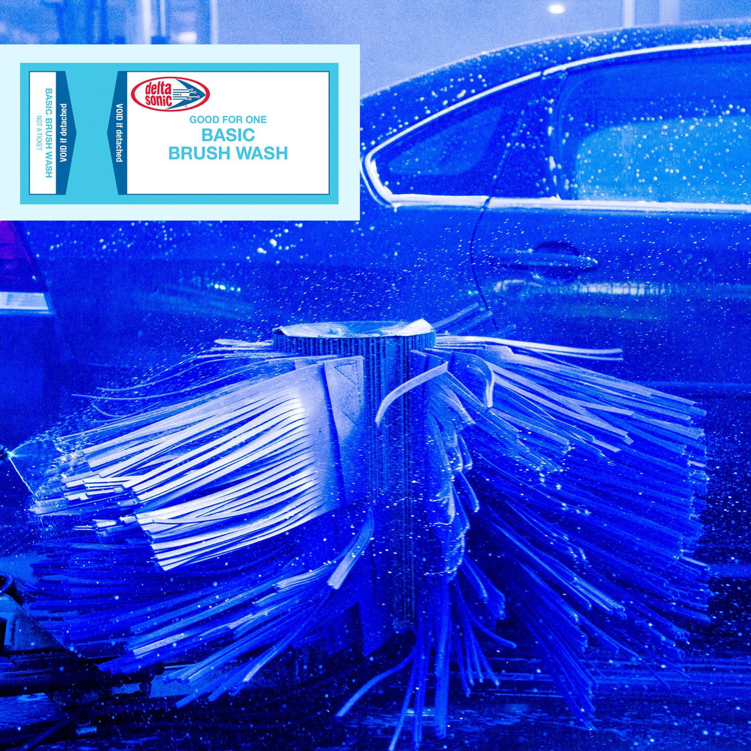 Car going through Delta Sonic car wash receiving Basic Brush wash.