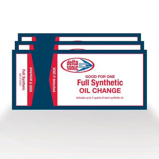 3 pack of Delta Sonic's Full Synthetic Oil Change tickets
