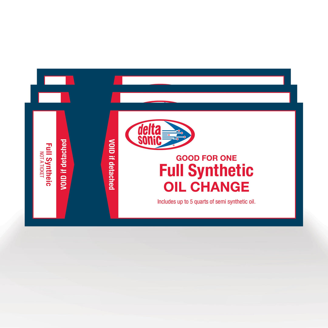 3 pack of Delta Sonic's Full Synthetic Oil Change tickets