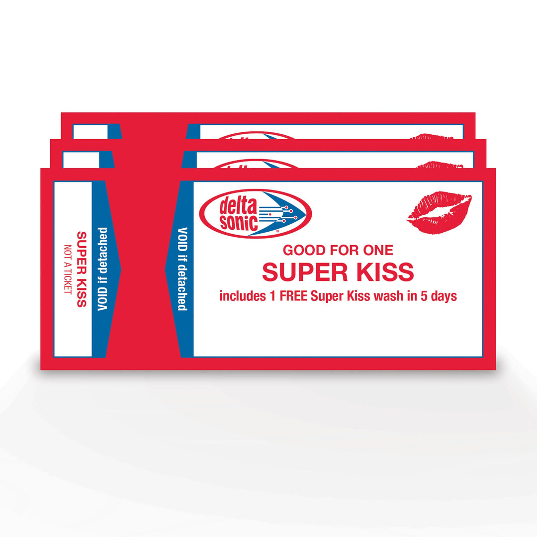 Image of 3 Delta Sonic car wash Super Kiss wash tickets.