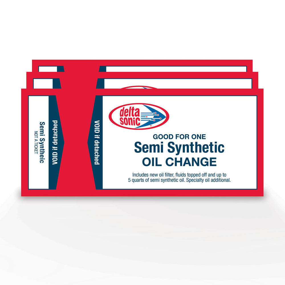 3 pack of Delta Sonic's Semi Synthetic Oil Change tickets