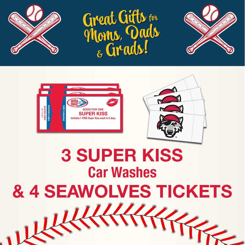3 Super Kiss Washes & 4 Erie SeaWolves Tickets