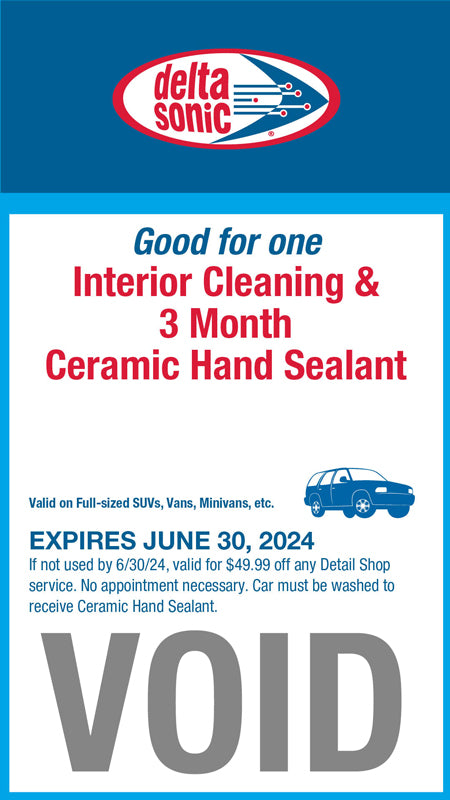 Super Interior Cleaning and 3 month Ceramic Hand Sealant eCertificate