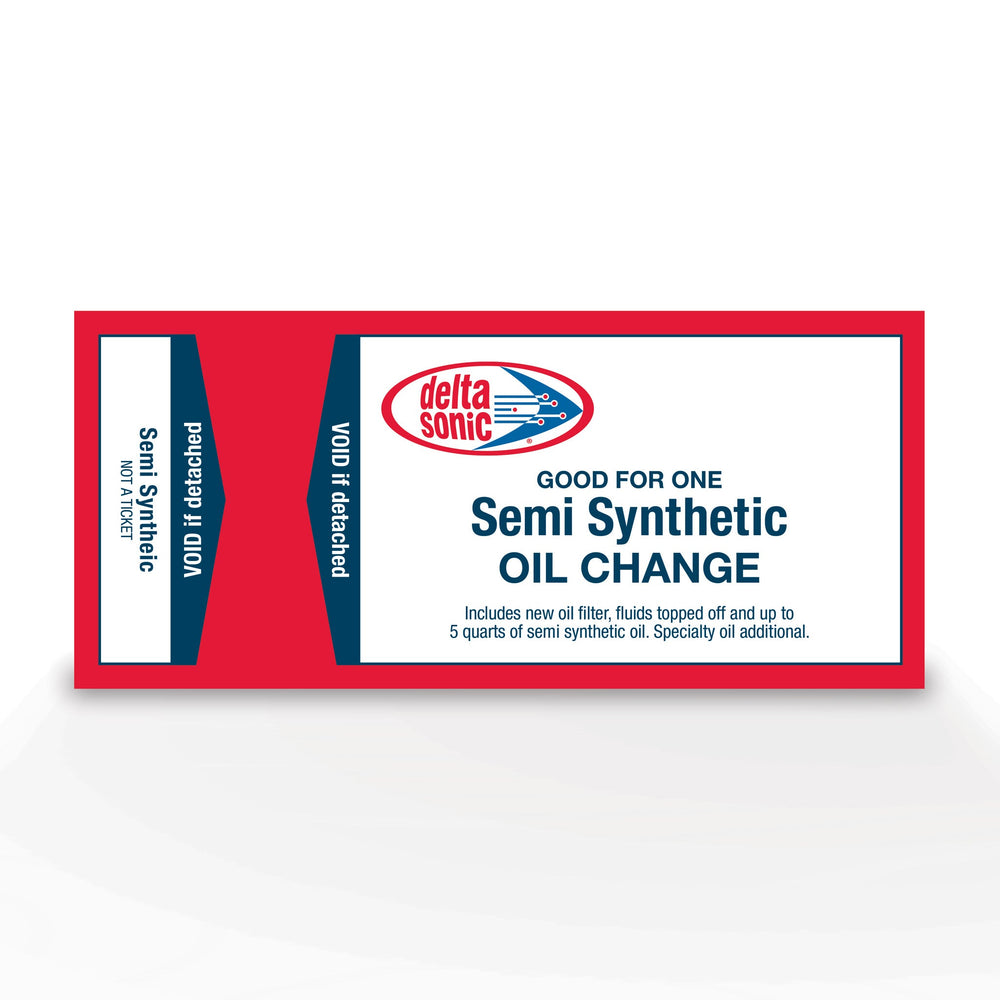 Delta Sonic semi synthetic oil change ticket
